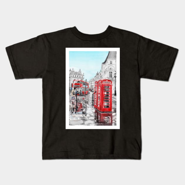 London, Britain Kids T-Shirt by NorrskenArt